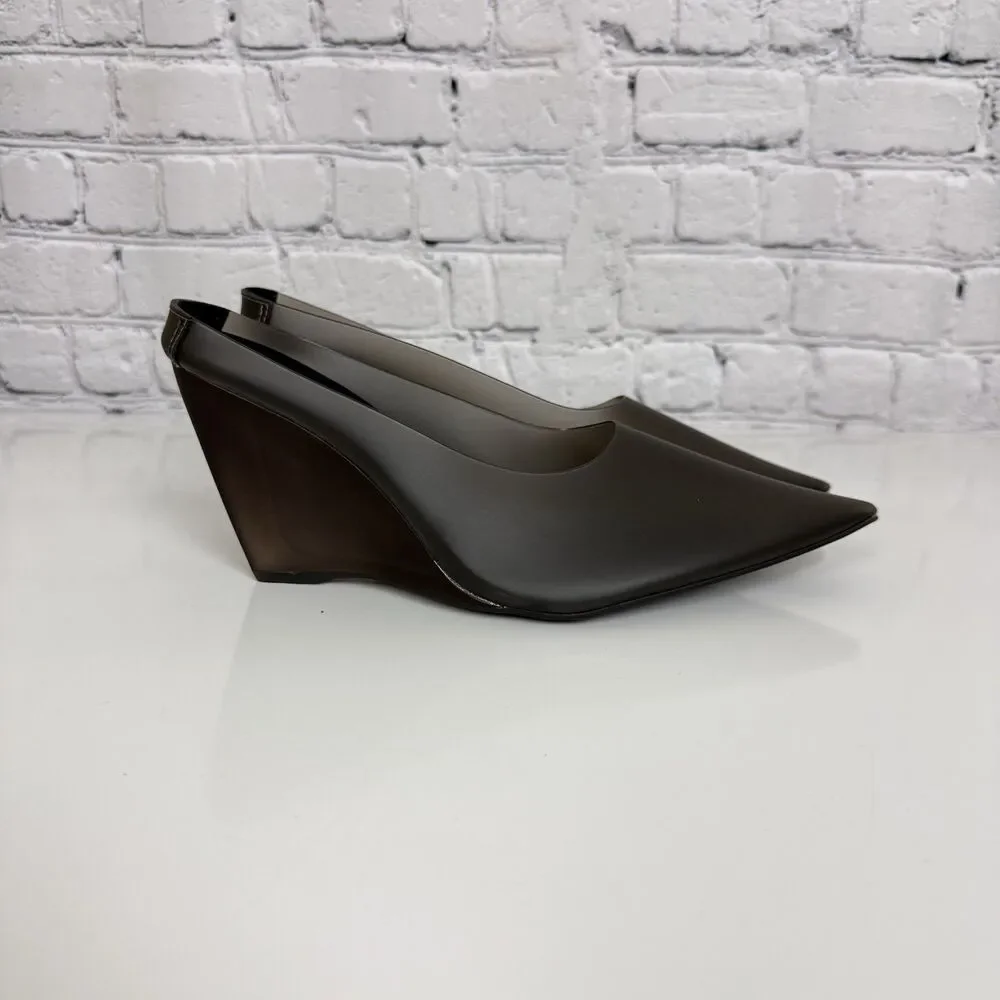 Yeezy Women’s Wedge Heels HL-03 Black Translucent TPU Heel Size 10 Slip On Shoe